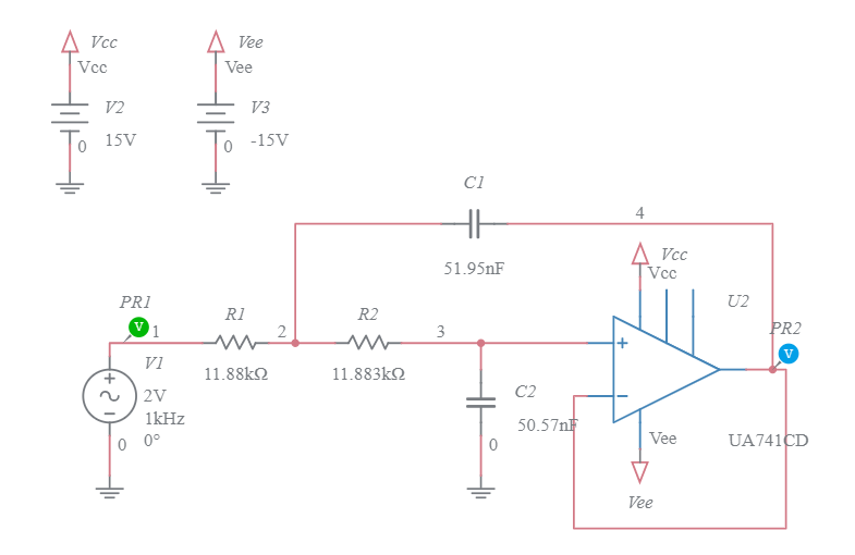 Lab Fig Second Order Active Low Pass Filter Multisim Live