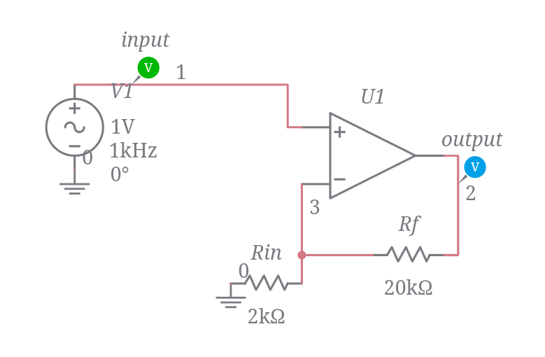 Non Inverting Amplifier Multisim Live