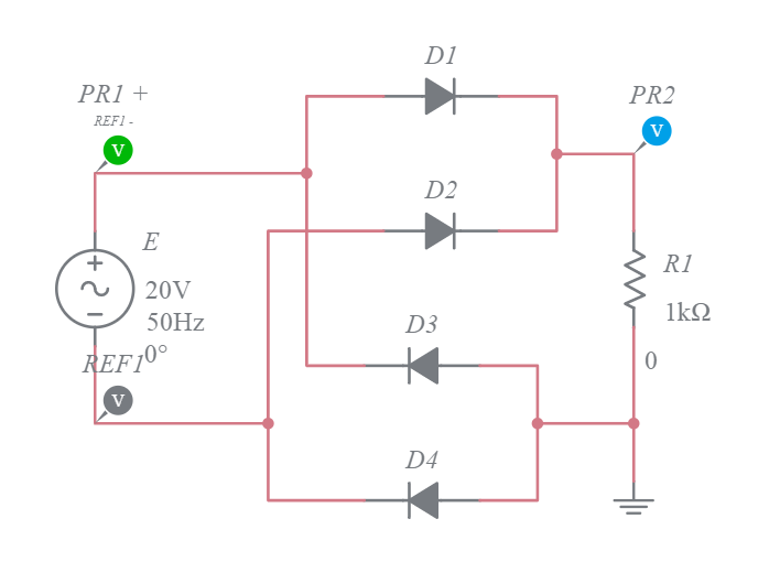 Graetz Bridge Full Wave Rectifier Multisim Live