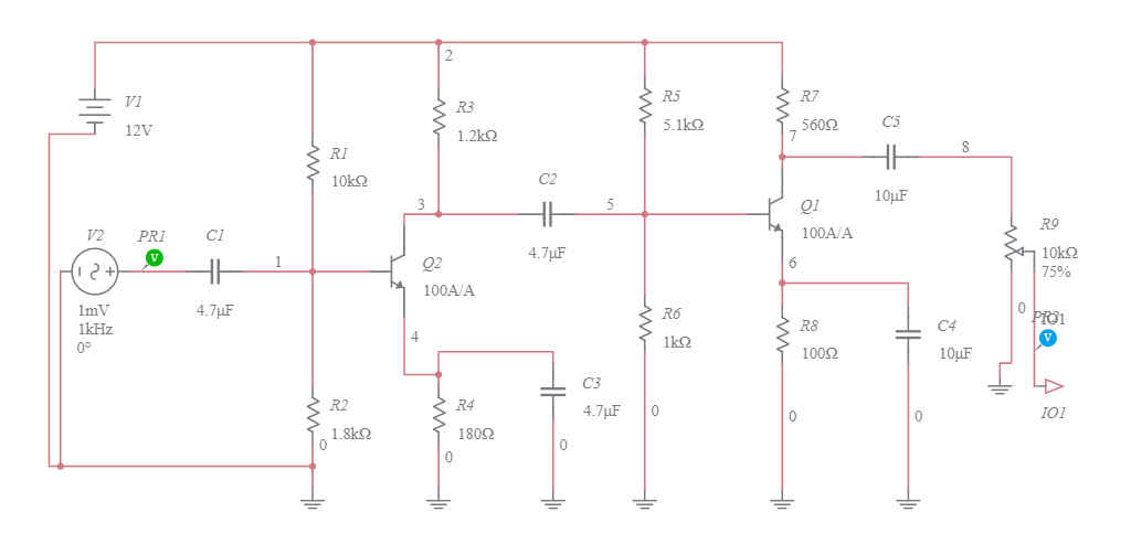 Two Stage Amplifier Multisim Live