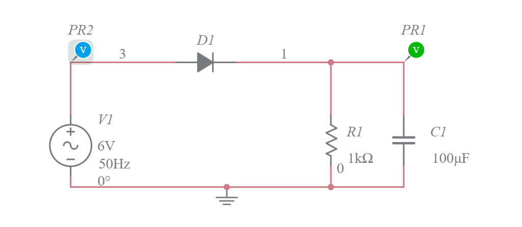 Half Wave Rectifier With Filter Multisim Live