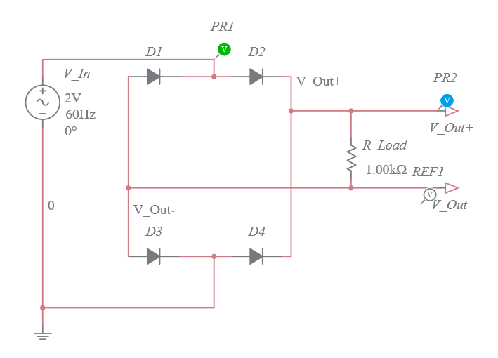 Full Wave Bridge Rectifier Multisim Live