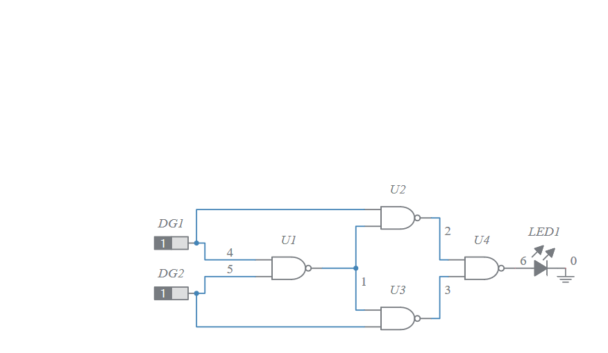 EX OR Using NAND Multisim Live