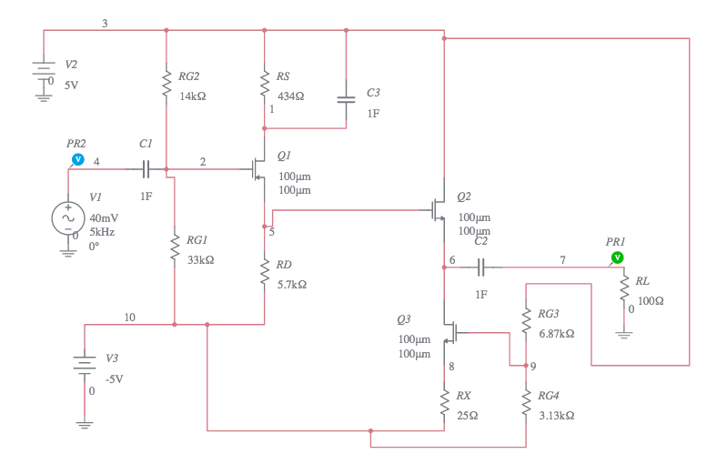 Two Stage MOSFET Amplifier Multisim Live