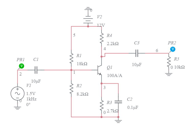 Common Emitter Amplifier Circuit Multisim Live