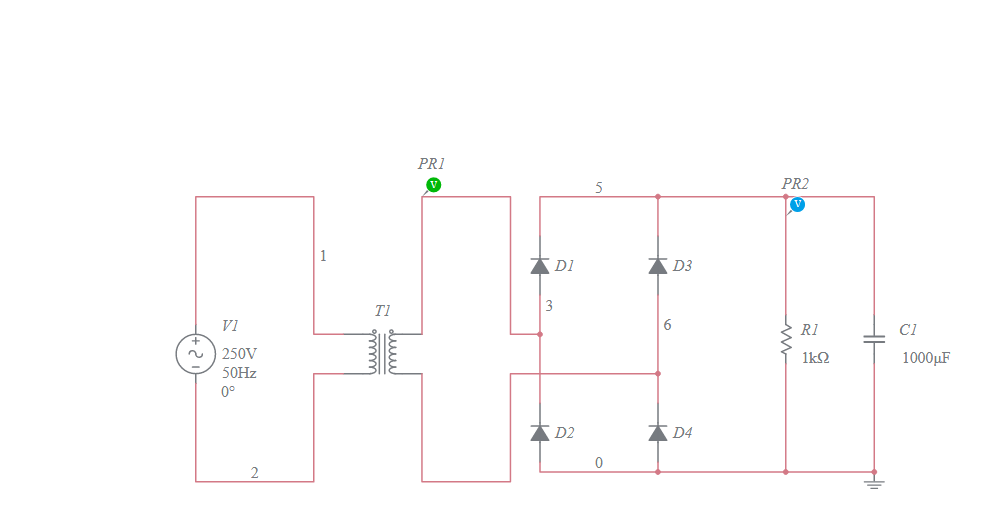 Full Wave Bridge Rectifier With Filter Multisim Live