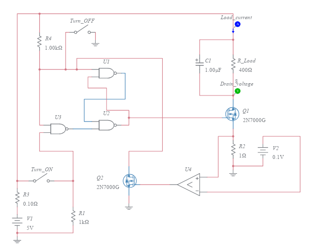 Power latch with NAND elements v2 - Multisim Live