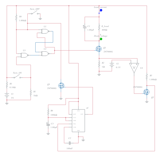 Power latch with NAND elements v4 [crashing] - Multisim Live