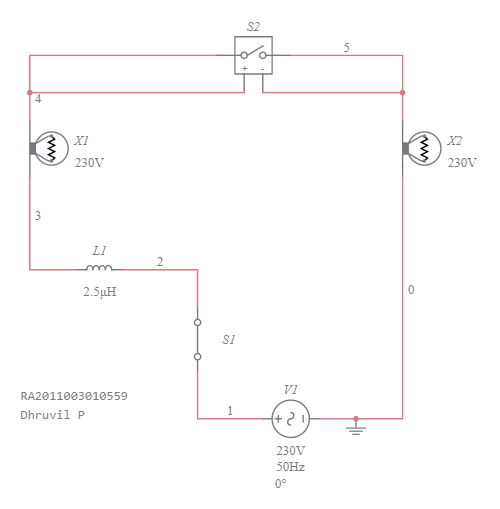 Fluorescent Lamp Wiring - Multisim Live