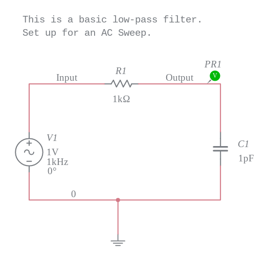 AC Sweep - Low Pass Filter - Multisim Live