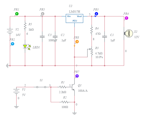 Test LM317 - Multisim Live