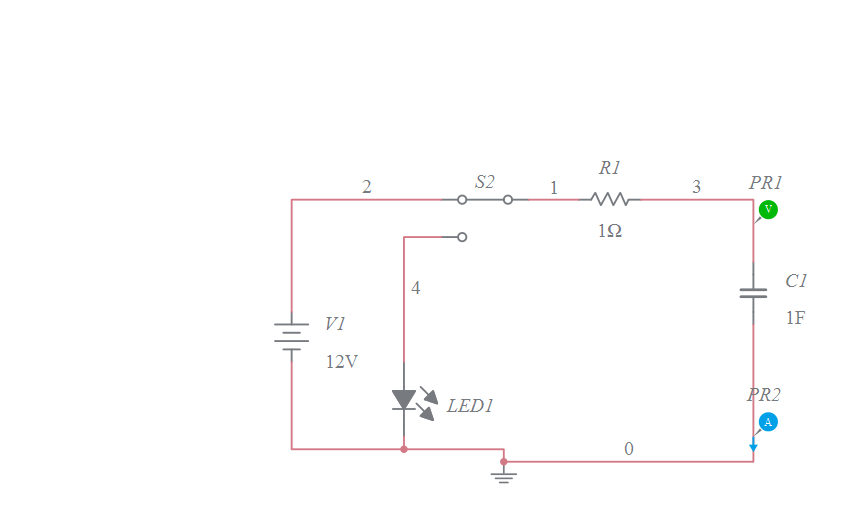 Circuito RC - Carga e Descarga com LED - Multisim Live