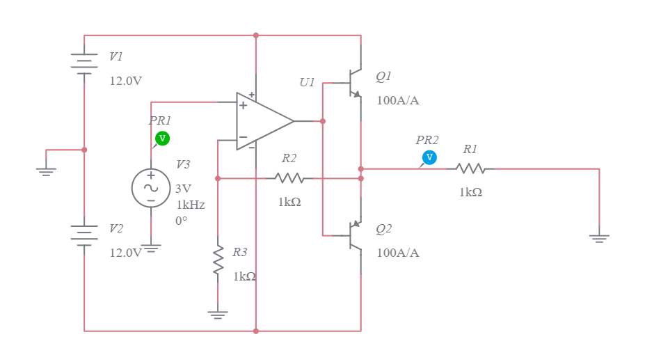 Class AB Amplifier with Op-Amp - Multisim Live