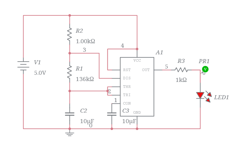 Monostable using 555 - Multisim Live