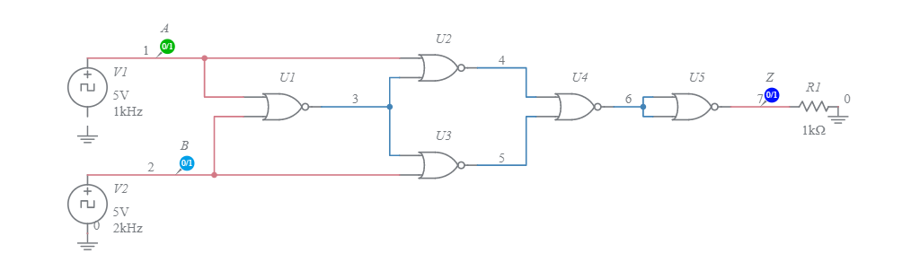 NOR as XOR - Multisim Live