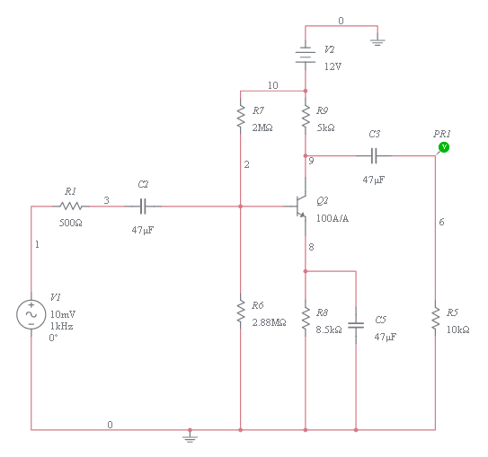 Single Stage RC Coupled Amplifier - Multisim Live