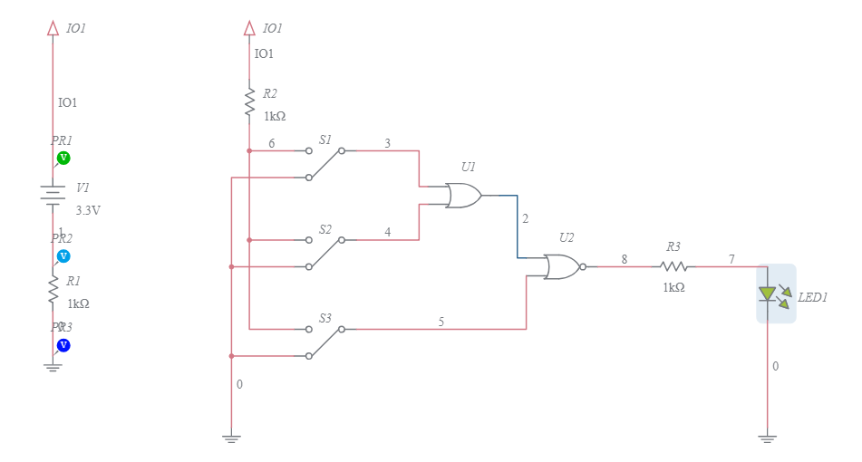 3-INPUT NOR Gate Circuit - Multisim Live