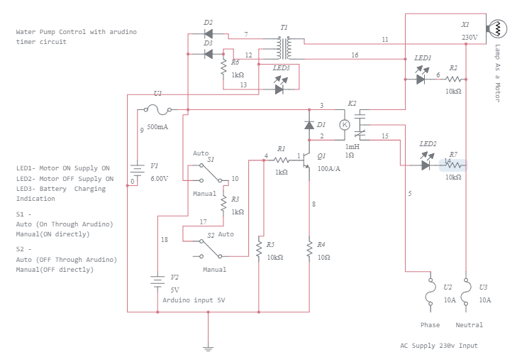 Water Pump Control circuit - Multisim Live