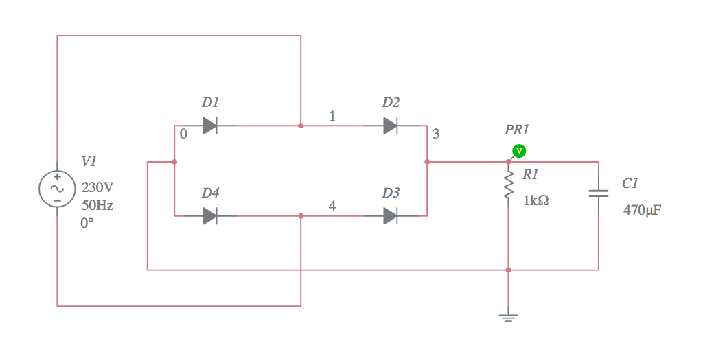 Copy of Full wave bridge rectifier - Multisim Live