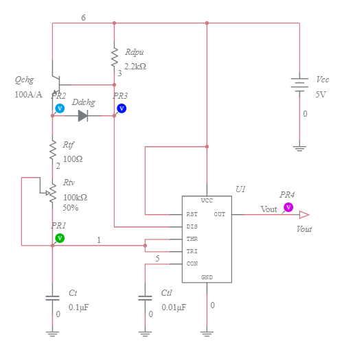 555 Timer Adjustable Frequency, 50% Duty Cycle Astable Multivibrator ...