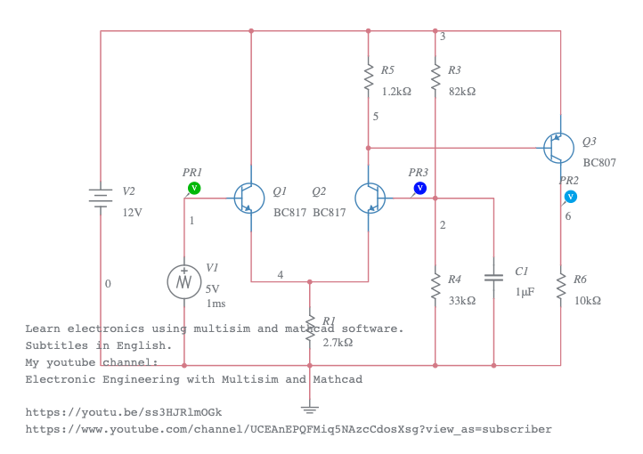 Voltage comparator with NPN transistor - Multisim Live