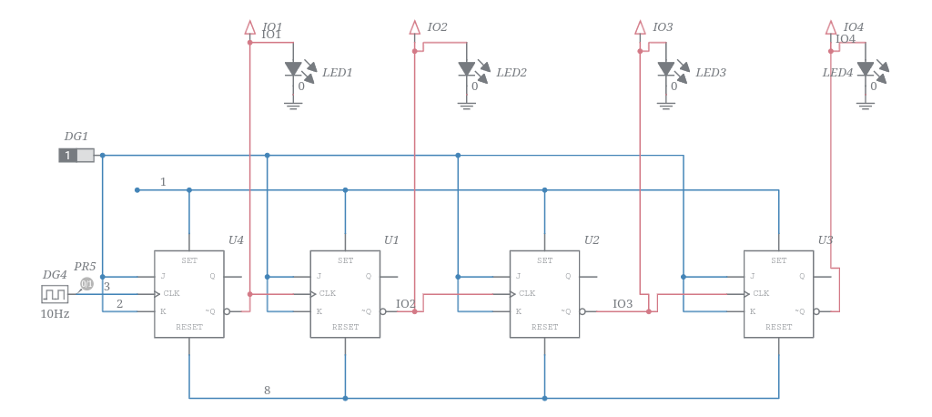 4 bit ripple down counter - Multisim Live