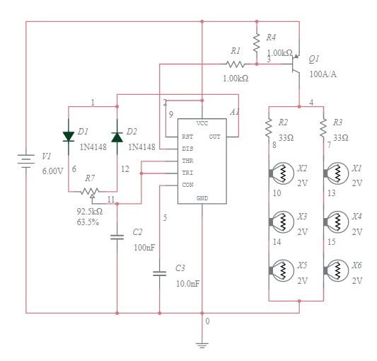 PWM, NE555, LED, PNP transistor - Multisim Live