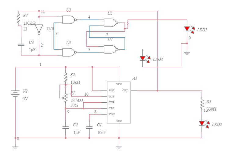 D flip-flop from NAND gates - Multisim Live