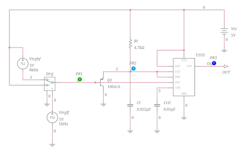 555 Timer Missing Pulse Detector (Switch) - Multisim Live