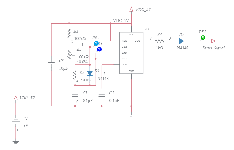 555 Timer Servo Controller - Multisim Live