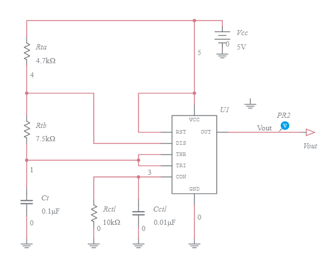 Astable Multivibrator using ic 555 - Multisim Live