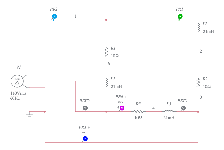 three phase delta to delta - Multisim Live