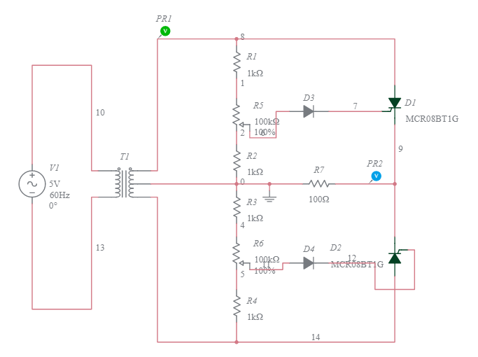 SCR full-wave controlled rectifier - Multisim Live