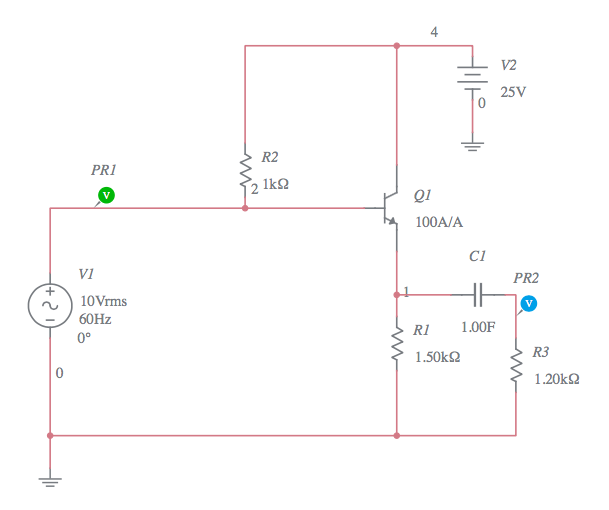 BJT Common Collector - Multisim Live
