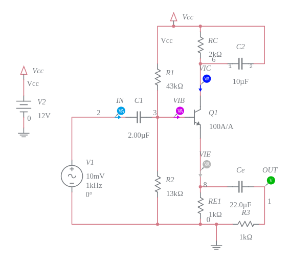 Emitter Follower BJT Amplifier Frequency Analysis Multisim Live