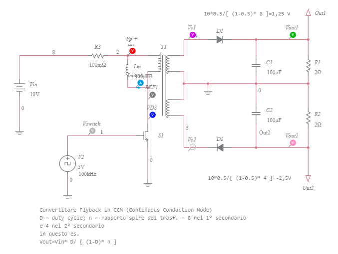 Convertitore Flyback - Multisim Live