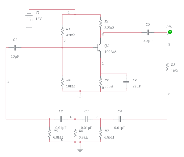 RC phaseshift oscillator using transistor - Multisim Live