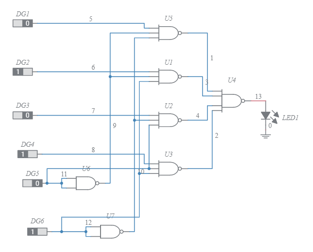 multipelxer using nand gate - Multisim Live