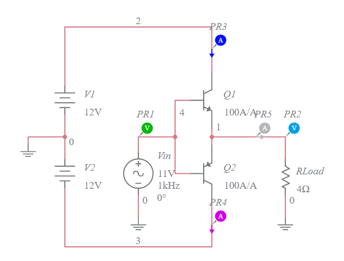 Class B Push-pull Amplifier - Multisim Live