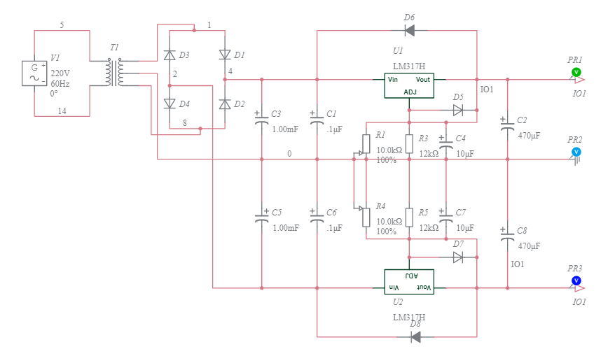 Variable Regulated Power Supply (1) - Multisim Live