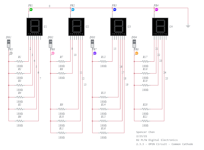 Common Cathode 7 Segment Decoder Multisim Live 8032