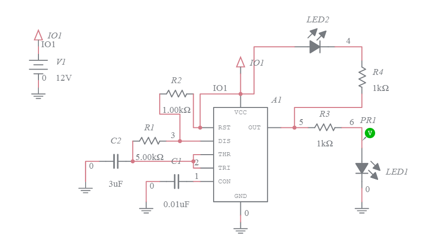 Alternating Led Flasher Circuit Multisim Live