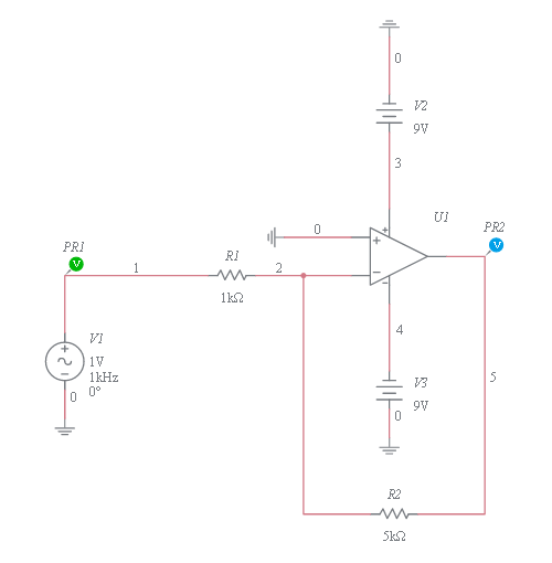 Copy of Inverting Amplifier (1) - Multisim Live