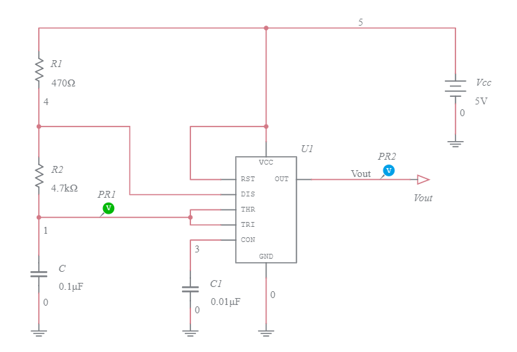 Design Of Astable Multivibrator Using IC 555 - Multisim Live