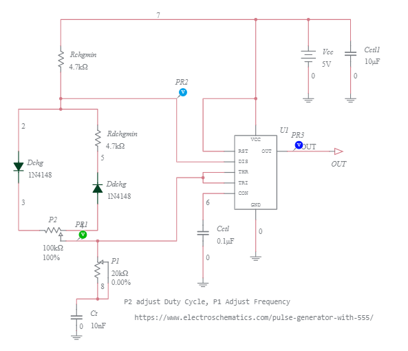 555 Variable Duty Cycle, Variable Frequency Circuit - Multisim Live