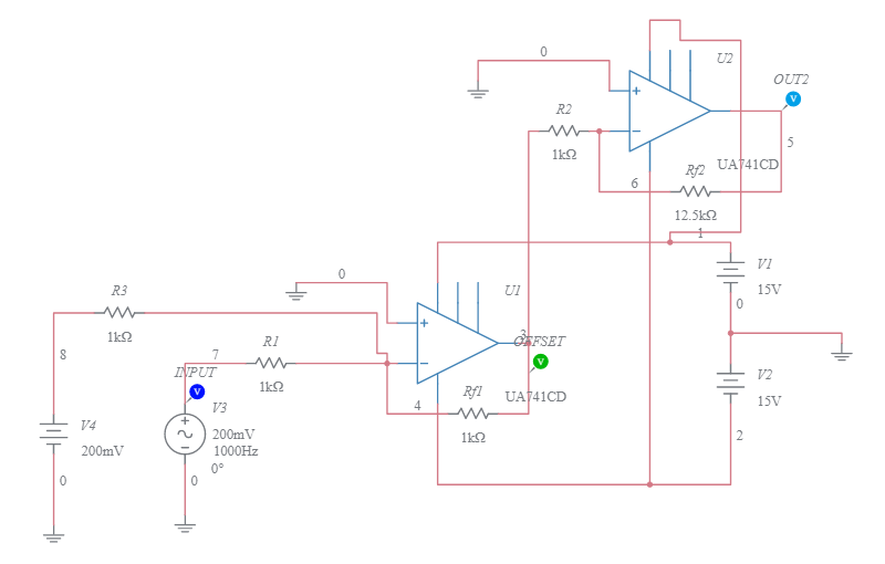 Zero & Span circuit - Multisim Live