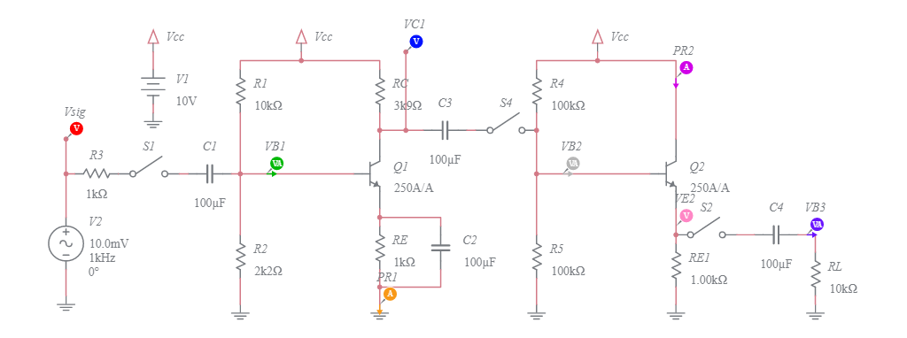 Common Emitter + Emitter Follower - 02 - Multisim Live