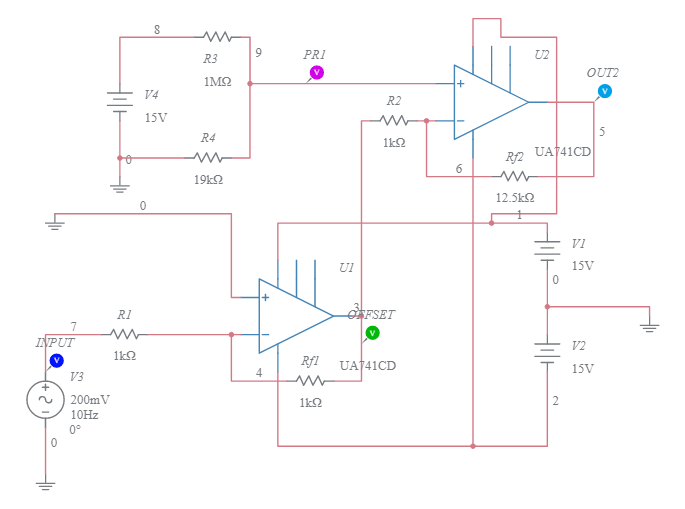 Zero & Span circuit 10Hz voltage divider - Multisim Live