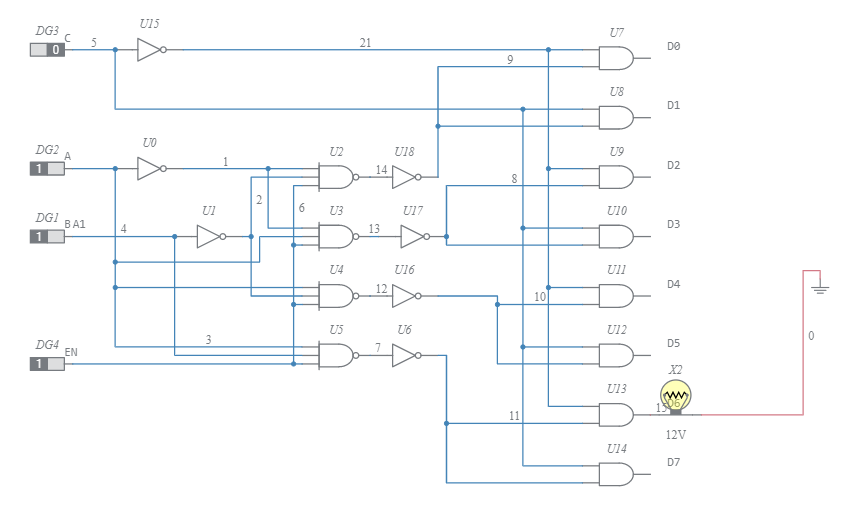 3 to 8 Decoder - Multisim Live