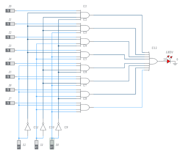 8 input multiplexer - Multisim Live